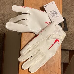 Nike White and Red Athletic Gloves